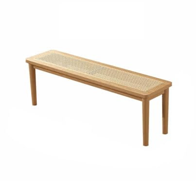 Bauernhaus Schuhregal Bank mit Ablage - Holz Eingangsbank mit Rattan-Sitz, armloses Design für Schlafzimmer, Wohnzimmer