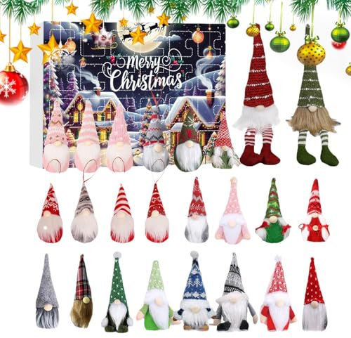 Wichtel-Adventskalender 2024, Adventskalender 2024 für Kinder, Weihnachts-Adventskalender 2024, Weihnachts-Countdown-Kalender mit 24 Zwergen-Plüsch-Sammelspielzeugen