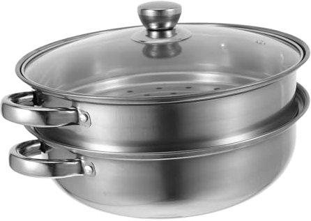 MAGICLULU 2nivel Vaporera Inoxidable Para Cocinar Al Vapor Para Verduras Huevos y Con Mango Ergonómico y Diseño Para Conservar Nutrientes y Sabores