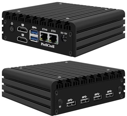 PeeliCeeli Fanless Mini PC Low Power X86-P5 i3 N305, 2 x i226-V 2.5GbE LAN Firewall Micro Appliance for Network Security, OPNsense Hardware with DDR5 16GB RAM 1TB SSD, USB 3.2