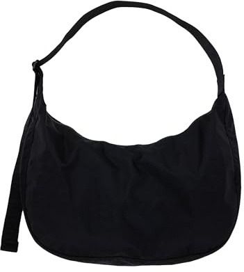 Große Nylon-Halbmond-Tasche, Schwarz, 12.5 in. × 19.5 in. × 5.25 in.