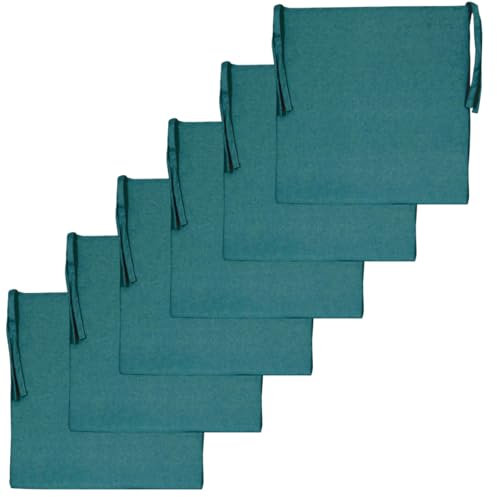 Atout Ciel Lot de 6 Galettes de Chaise Unies carrées 40x40cm, Bleu Canard