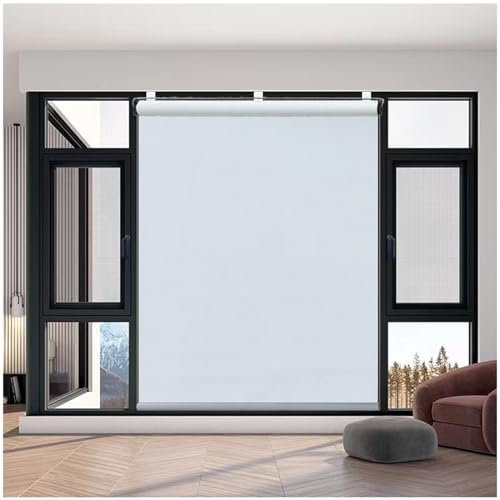 Verdunkelungsrollo mit 99 % UV-Schutz, ohne Bohren, Sichtschutz, breite Fensterrollos für Fenster, 150 cm, Weiß, 145 x 130 cm