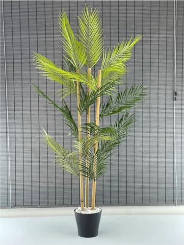 ARZOM - Palme Kunstpflanze groß 125cm – Naturgetreue Kunstpflanzen für Wohnzimmer, Büro & Schlafzimmer – Pflegeleichte Fake Plant – künstliche Pflanzen wie echt – Schwarzer Übertopf