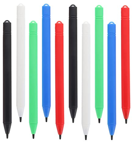 Gadpiparty 10pcs Graffiti Tablet Pens with Lanyard Hole Design and Wear Resistance Plastic Stylus for Lcd Drawing Boards, for Paint and Memorize Words, for Children