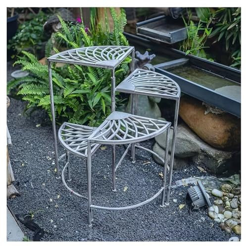 Drehbare Leiter Pflanzenständer, faltbares Metall-Blumenregal für Haus, Garten, Terrasse, Balkon, Ecke, platzsparend
