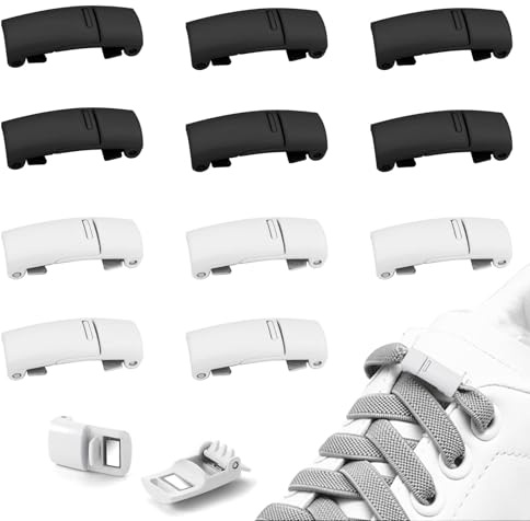 Zhixifan 12 Stück Magnetische Schnürsenkel Schnalle, Schnürsenkel Schnellverschluss Verschluss, Einstellbare Ohne Binden Sind Ideal für Läufer, Wanderer