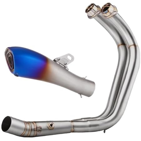 Silenziatore Per Moto Sistema Di Scarico Completo, Collettore Di Collegamento Anteriore, Silenziatore Per Moto, Per MT07, FZ07, XSR700, 2014-2024(Blue)