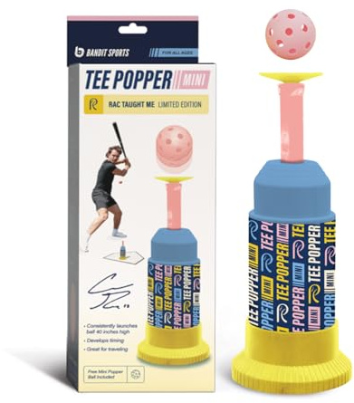 Bandit Sports Coach RAC Tee Popper Mini, Hitting Tee for Perfect Swings, Batting Machine for Practicing Hitting Without a Pitcher Blue