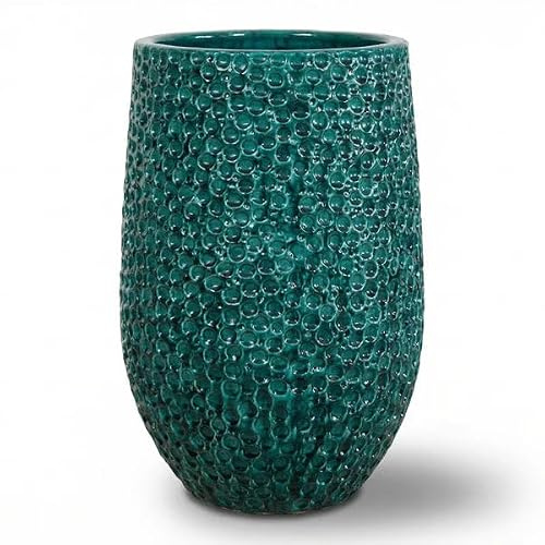 Provencelia Paris Blumentopf groß hoch Keramik Ø39xH63 cm Dunkelgrün | Blumentopf handgefertigt, Übertopf frostfest, Pflanzgefäß für Wohnzimmer, Garten, Balkon & Terrasse, Blumenkübel XXL, 34 L