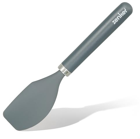 Zenker LFGB Silicone Spatula with Rounded Plastic Handle, Grey, 29.5x6.3cm | for Scraping Batter, Sauces, and Ingredients, Dishwasher Safe, for Coated Pots and Pans
