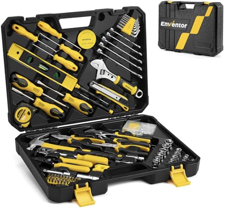 Enventor Caisse a Outil Complete 231 pièces | Malette Douille de Vissage, Boite a Outils, Jeu de Clé à Cliquet, Jeu de Clés Plates & Tournevis, Pour Maison Garage