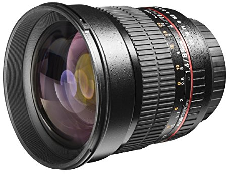 Walimex Pro 85 mm 1:1.4 DSLR-Objektiv (Filterdurchmesser 72 mm, mit abnehmbarer Gegenlichtblende, für Canon EF Objektivbajonett) schwarz