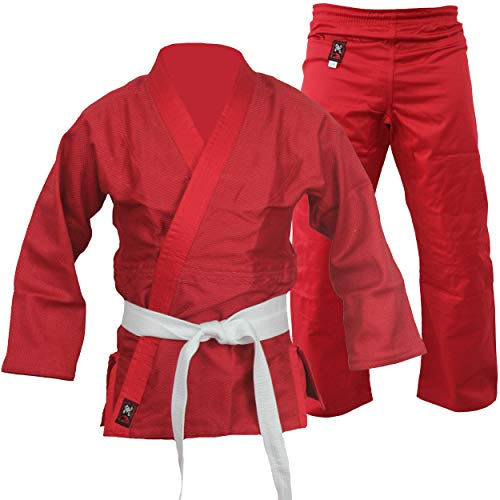Budodrake Judoanzug Ronin (Jacke rot, Hose rot) (140)