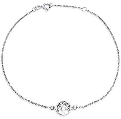 Bling Jewelry Round Celtic Family Tree Of Life Anklet Ankle Bracelet For Women .925 Sterling Silver Adjustable 9 To 10 Inch With Extender Adjustable