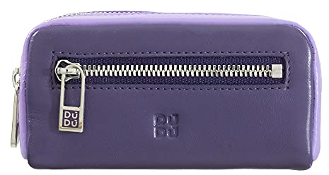 DUDU Bunte Unisex Schlüsseltasche in echtem Kalbsleder Mauve