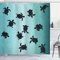 ABAKUHAUS Schildkröte Duschvorhang, Baby-Schildkröten Tief Sealife, Stoffliches Gewebe Badezimmerdekorationsset mit Haken, 175 x 200 cm, Teal Dunkelblau