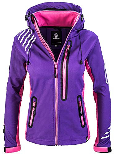 Rock Creek Damen Softshell Jacke Windbreaker Regenjacke Übergangsjacke Softshelljacke Damenjacke Regenmantel Outdoorjacke Kapuze D-402 Viollet 3XL