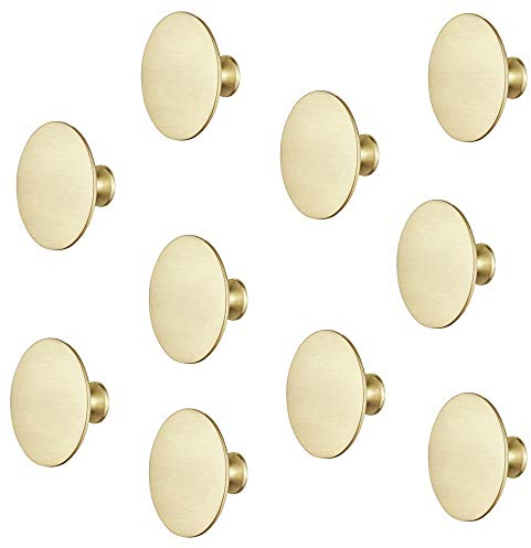 Gedotec Möbelgriff Messing Schrankknopf Vintage Möbelknopf Antik für Schubladen - H1960 | Tür-Knopf groß Ø 60 mm | Kommoden-Knopf Gold-Optik rund | 10 Stück - Design Knauf Landhaus-Stil mit Schrauben