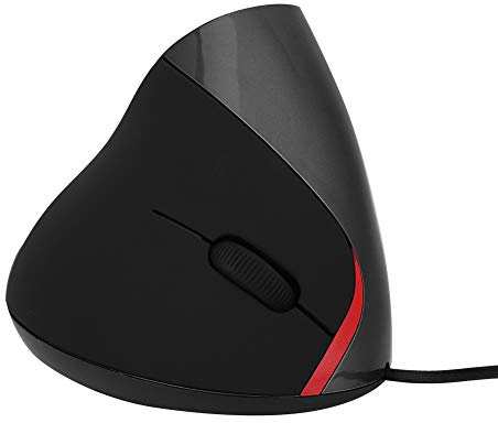 Ausla Ratón Vertical Ergonómico con Cable USB, 3200 dpi, Óptico para Juegos y PC, Negro
