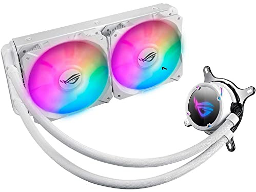 ASUS ROG Strix LC 240 RGB White Edition All-in-one Liquid CPU Cooler con Aura Sync RGB e doppie ventole per radiatore RGB indirizzabili ROG da 120 mm