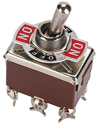 Interruptor Palanca 5 Piezas Mini Interruptor de Palanca de 6 Pines de 3 Posiciones ON-OFF-ON 250V 15A 12 mm Orificio de Montaje Botón 12 mm/0.5in