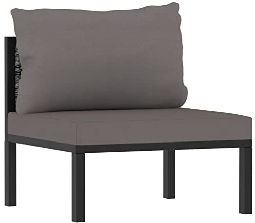 vidaXL Sofa-Mittelelement mit Kissen Mittelsofa Modulsofa Sofa Mittelteil Modulares Sofateil Modul-Loungesofa Gartenmöbel Poly Rattan Anthrazit