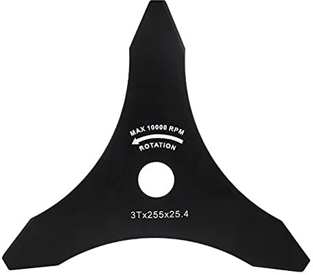 Cuchilla de 3 Dientes para Desbrozadora, Cuchilla Cortadora Diámetro 255 mm/Diámetro Orificio 25,4 mm/Espesor 1,5 mm, Tres Dientes Cortacésped Eléctrico Accesorios para Recortar Jardines Malezas