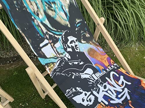 Merino Wool King Queen Liegestuhl Sonnenliege Klappbar, Gartenliege Rückenlehne verstellbar leicht klappbar Garten Balkon Strand Holzklappstühle Naturholz Lounger (King Elvis)