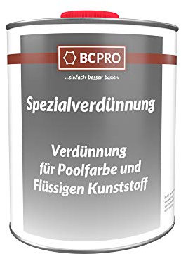 BCPRO Diluant spécial - 1 l - Diluant pour peinture de piscine - Pour une meilleure application et nettoyage des accessoires