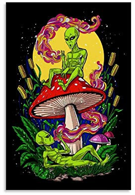 LIANGBO Psychedelic Mushroom Art Poster dekorative Malerei Leinwand Wandkunst Wohnzimmer Poster Schlafzimmer Malerei 24x36inch(60x90cm)