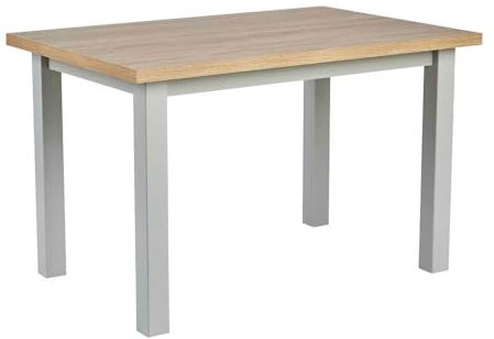 Home Source Wooden Dining Kitchen Table, Oak Effect top, Grey, 120cm