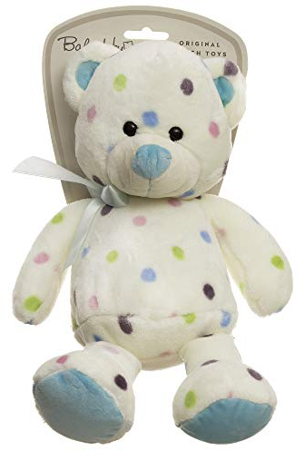 Hug Me 3831118800353 Soft Plush Teddy Bear 35cm with dots, Blau und rosa
