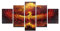 MPPSU Feuer-Phoenix-Vogel Wanddekoration Wohnzimmer Leinwandbild Jugendzimmer Poster Set Modern 5 Teiliges Wandbild Bedroom Decor XXL Bilder Mit Rahmen 150 * 80cm