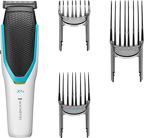 Remington Tagliacapelli Professionale - Lame in Acciaio Inox giapponese - 3 pettini regolabili 3-35 mm, Funzionamento a rete-batteria, Tagliacapelli Profi X4 HC400