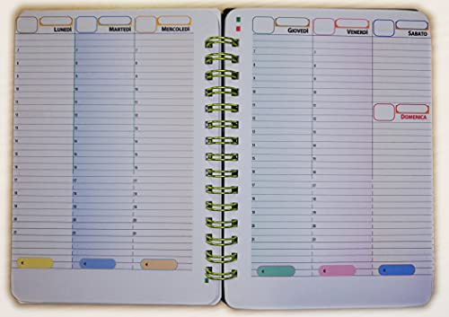 Taschenkalender A6 Personal mit Spirale 12 x 16 cm - Wochenkalender ohne Datum, ewiger Kalender - 1 Woche auf 2 Seiten - Deutsch