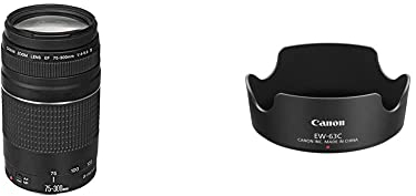 Canon EF 75-300mm F4.0-5.6 III Zoomobjektiv (58mm Filtergewinde) schwarz & EW-63C Streulichtblende (EF-S 18-55mm f/3.5-5.6 is STM Objektiv) schwarz