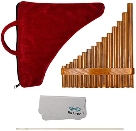 sharprepublic Pan Pipes Flauta G Mayor 15 Tubos de Bambú Curvo Tubo Peruano Rumano Panpipe Juego de Flauta de Bambú para Principiantes - Mano Derecha