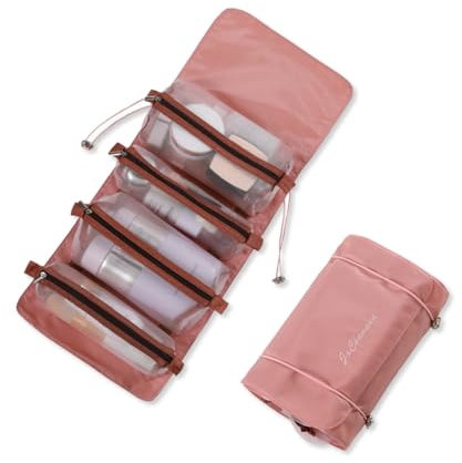 LumiSyne 4 in 1 Abnehmbare Kulturbeutel Aufhängen Aufrollbar Kosmetiktasche Große Kapazität Mesh Waschbeutel Tragbare Faltbare Kulturtasche Wasserdicht Make-Up Taschen Organizer Für Reisen Täglich