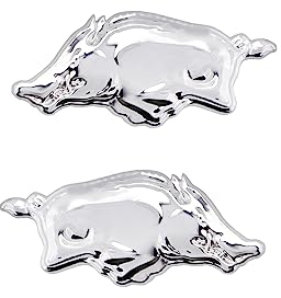 2 Stück 3D Wildschwein Emblem Aufkleber Schwein Metall Auto Abzeichen Dekoration Auto Aufkleber Dekoration wasserdichte Metall Aufkleber Auto Styling Körper Screen Fittings(Silberfarben)