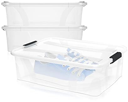 BigDean 2er Set Aufbewahrungsbox mit Deckel transparent - 7L + Clipverschluss - Stapelbox Ordnungsbox Clipbox Lagerbox Box mit Deckel Storage Boxes - Klarsichtbox mit Deckel – stapelbar