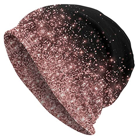 YASHILAIYA Beanie Mütze Slouchy Beanies Mütze Stretch Schal Kopf Wrap Winter Strick Weiche Mützen für Männer Frauen, Roségold-Glitzer, Einheitsgr��e