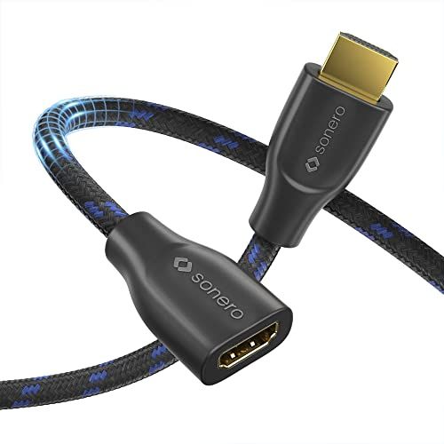 Sonero® cavo di prolunga Premium High Speed HDMI 4K, spina HDMI, contatti dorati, doppia schermatura, rivestimento in tessuto, 1,00 m