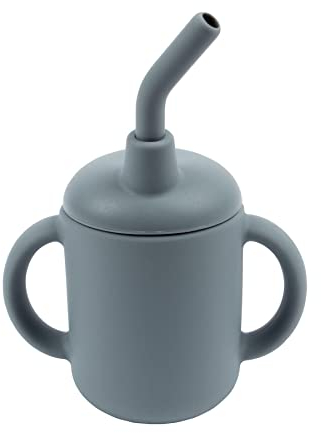 Tiny Dining Baby Sippy Cup with Straw - Tradewinds - BPA Free Silicone Water Tumbler Cup Drinking Bottle for Babies, Toddlers & Kids