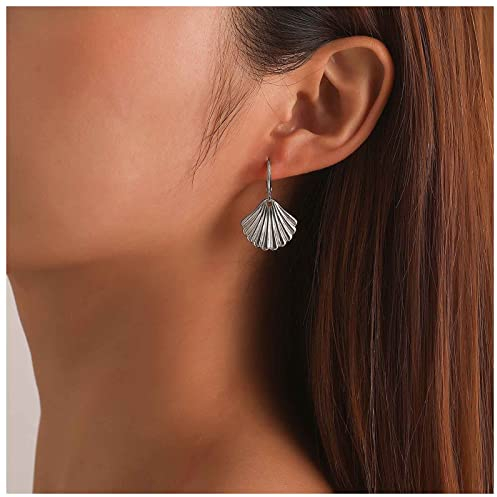 Dervivea Boho Muschel Ohrringe Muschel Baumeln Huggie Ohrringe Retro Muschel Ohrringe Silber Muschel Ohrringe Schmuck Für Frauen Und Mädchen