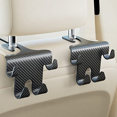 TICARVE Car Seat Hooks - 2 in 1 Auto Headrest Hooks for Back Seat Storage, Handbags, Purses, and Umbrellas (2 Pack)