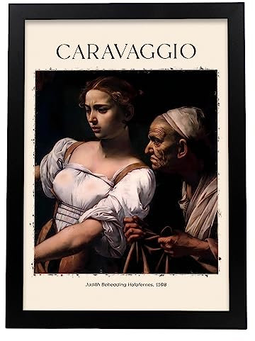 Poster Judith enthauptet HolofenesDekorative Bilder für Ihr Wohnzimmer, Schlafzimmer, Zuhause. Wandkunst-Drucke. Ästhethetische Wandabdrücke, die von Caravaggio A3 mit schwarzen Rahmen inspiriert sind