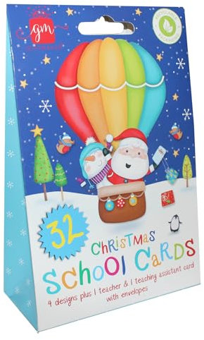 Weihnachtskarten, 32 Stück, für Kinder und Lehrer, Weihnachtsmann und Freunde, XANGC401 4144