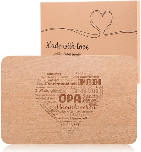 Geschenkidee für Opa mit Gravur - Frühstücksbrettchen holz als Weihnachtsgeschenke - Komplimente der Liebe
