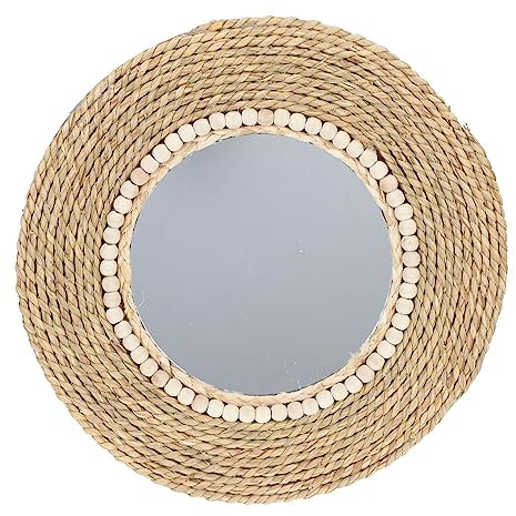 Abaodam Miroir Décoratif Mural Corde De Jute pour Salon Miroir De Maquillage Créatif Accessoire De Décoration Intérieure Élégant